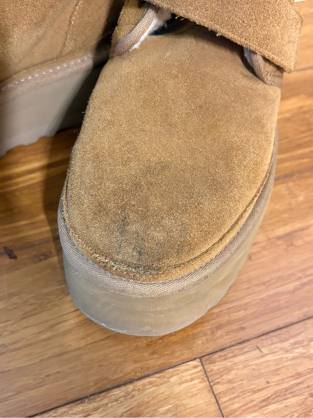 UGG Brown Suede Platform Ankle Strap Boots - Picture 3 of 4